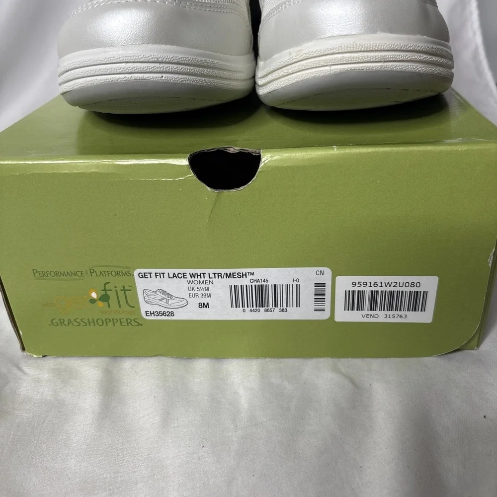 Grasshoppers Performance Platforms Get Fit Women's 8 Shoes White Silver Sneakers